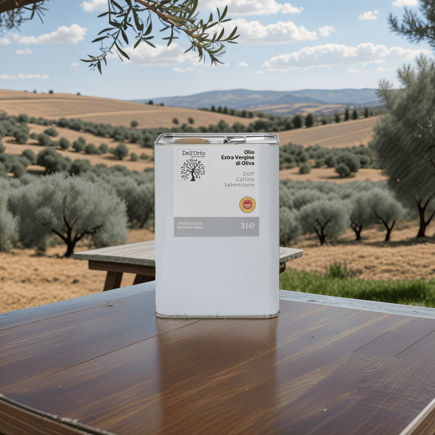 Dell’Orto PDO Extra Virgin Olive Oil – 2025 NYIOOC Gold Medal Winner, Certified Authentic Colline Salernitane EVOO – Rich, Bold & Complex Flavor - 101.4 oz / 3 Liter