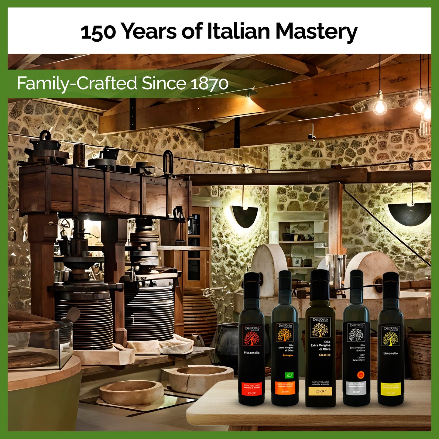 Dell’Orto PDO Extra Virgin Olive Oil – 2025 NYIOOC Gold Medal Winner, Certified Authentic Colline Salernitane EVOO – Rich, Bold & Complex Flavor - 101.4 oz / 3 Liter