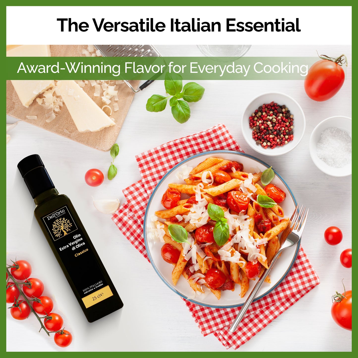 Dell’Orto Classic Extra Virgin Olive Oil – First Cold-Pressed, Pure Italian EVOO from Campania - 101.4 oz / 3 Liter