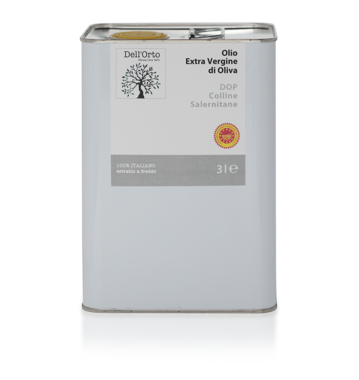 Dell’Orto PDO Extra Virgin Olive Oil – 2025 NYIOOC Gold Medal Winner, Certified Authentic Colline Salernitane EVOO – Rich, Bold & Complex Flavor - 101.4 oz / 3 Liter