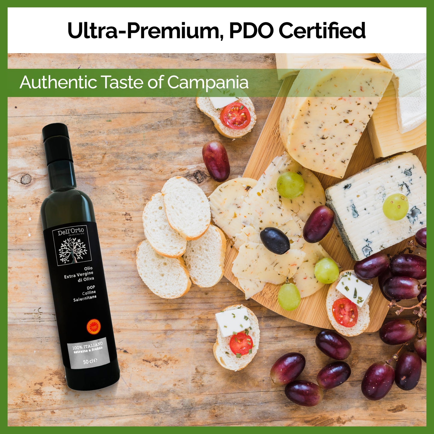Dell’Orto PDO Extra Virgin Olive Oil – 2025 NYIOOC Gold Medal Winner, Certified Authentic Colline Salernitane EVOO – Rich, Bold & Complex Flavor