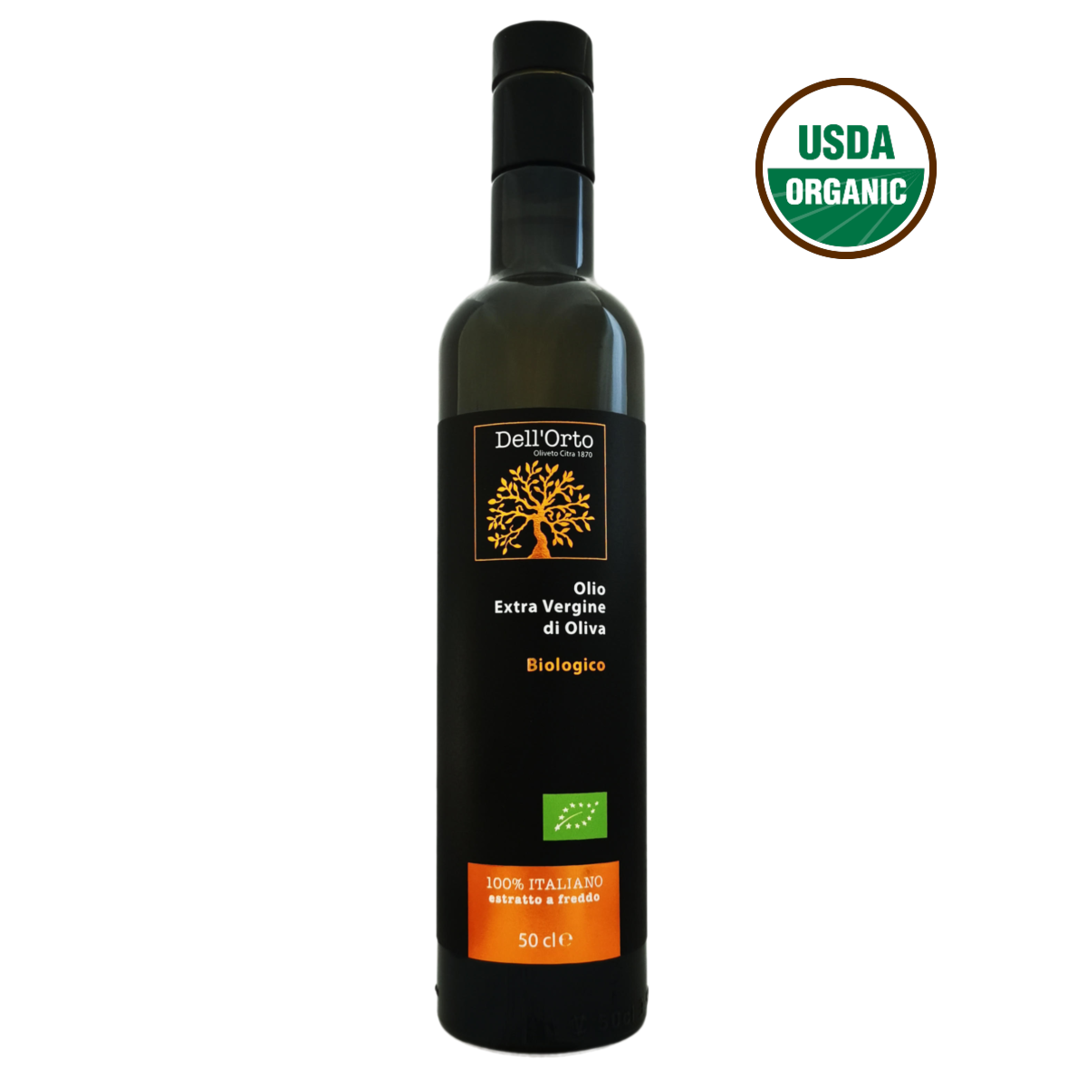 Dell’Orto Organic Extra Virgin Olive Oil – Certified USDA Organic, First Cold-Pressed, Rich & Balanced Italian EVOO from Campania